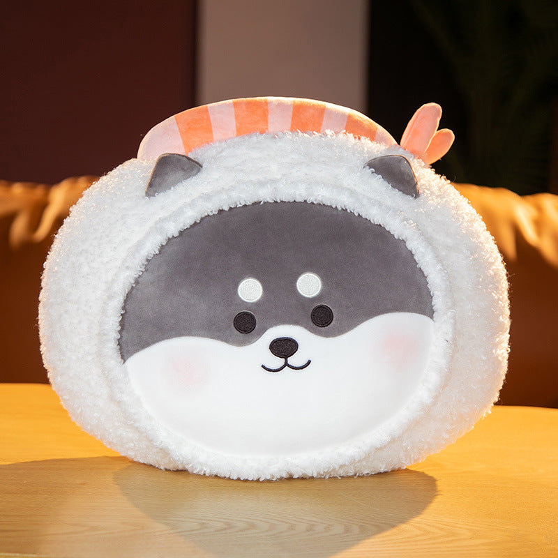 Cartoon Sushi Plush Doll Cute Shiba Inu Hand Holding Backpack