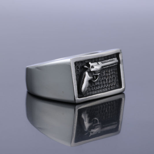 Stainless Steel Men's Pistol Ring