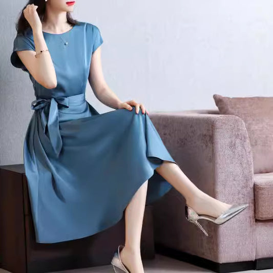 Womens Fashionable Loose-fitting Slimming Short-sleeve Dress