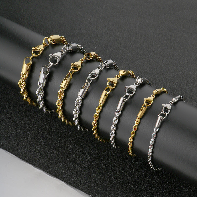 Stainless Steel Twisted Chain Men's