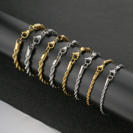 Stainless Steel Twisted Chain Men's