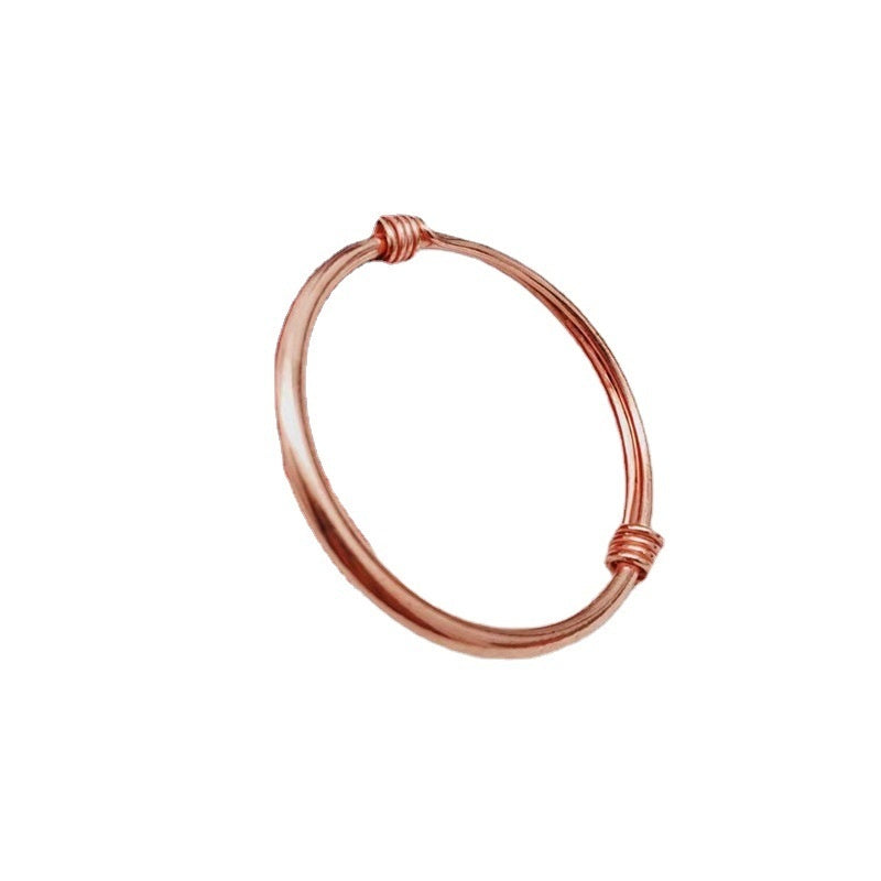 Silk-wrapped  Polished  Ethnic-style Pure Copper Uncoated Bracelet