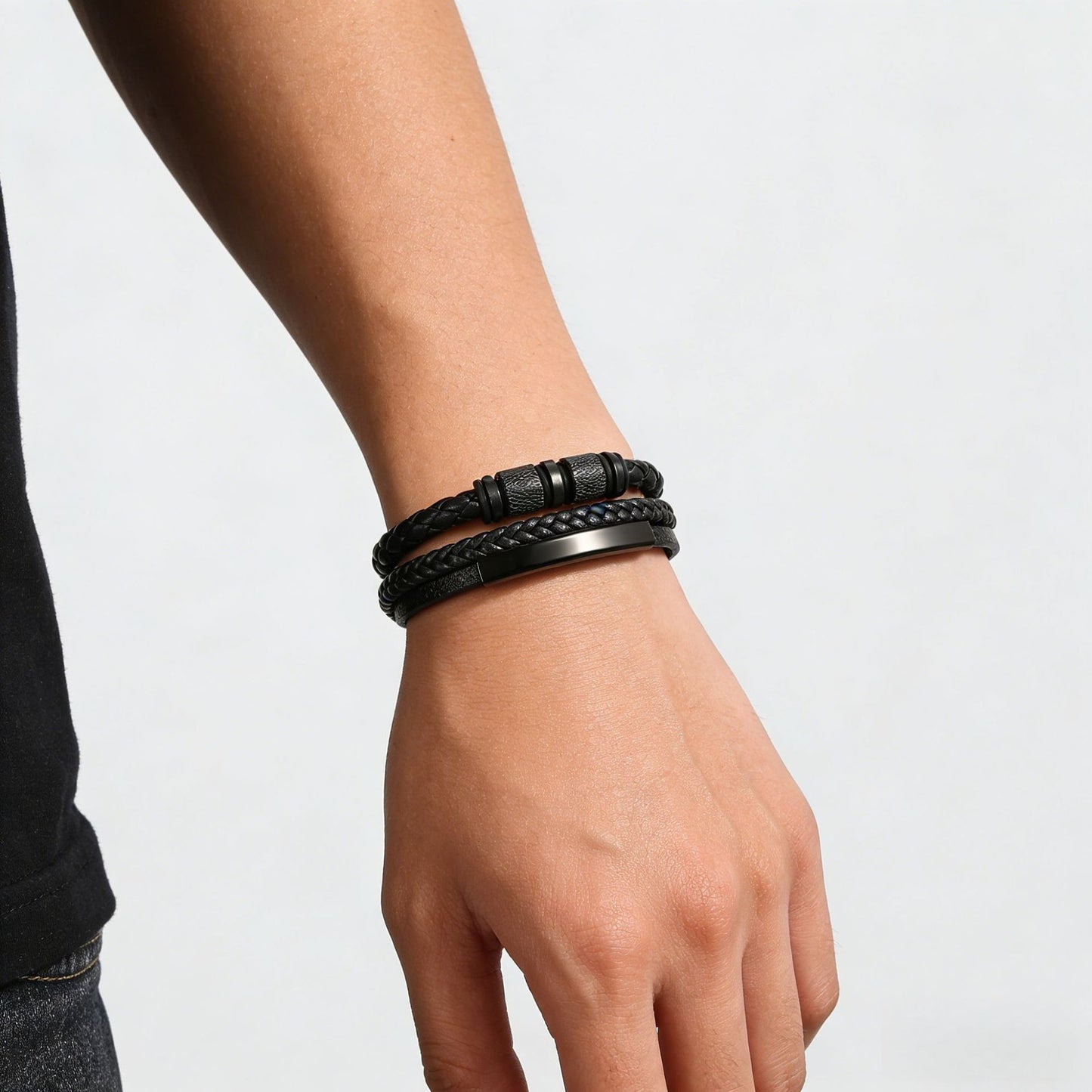 Handmade Three-layer Braided Leather Bracelet