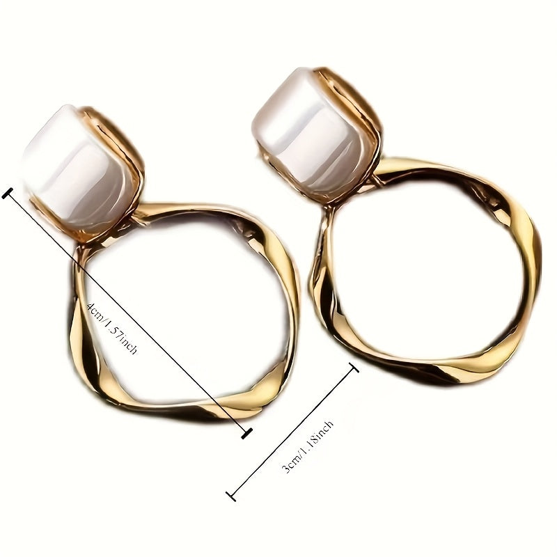 1 Pair Elegant Geometric Metal Hoop Dangle Earrings, Trendy Fashion Accessories, Perfect For Women's Daily & Banquet Wear, Unique Jewelry Gift