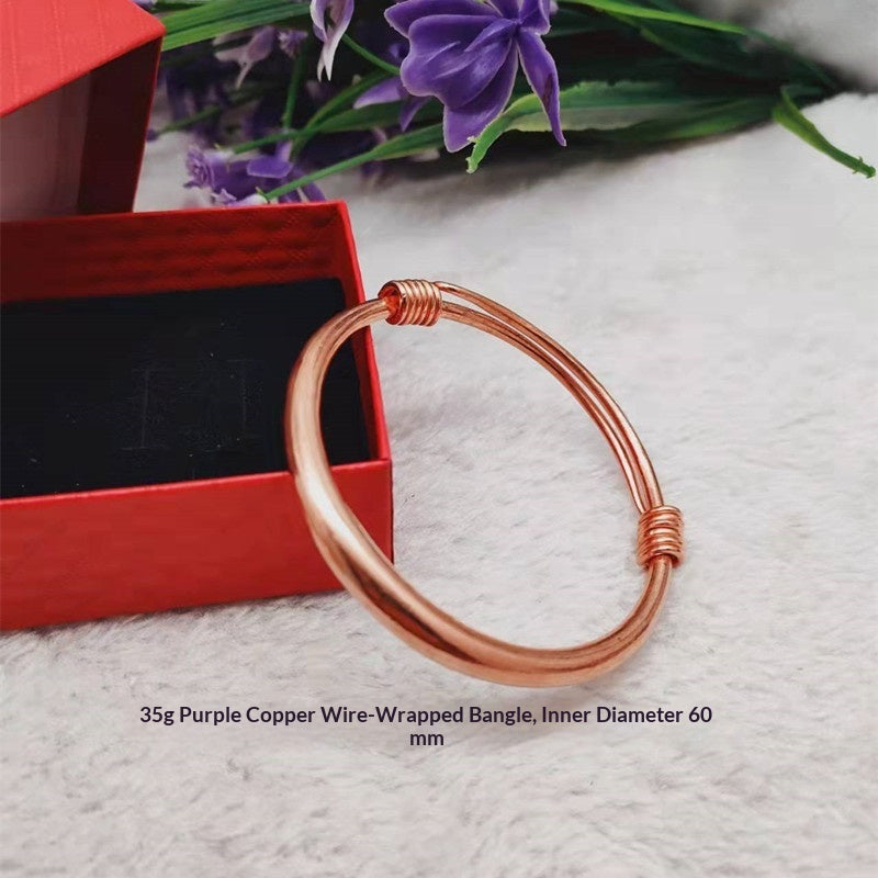 Silk-wrapped  Polished  Ethnic-style Pure Copper Uncoated Bracelet