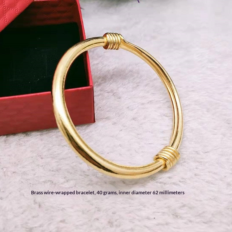 Silk-wrapped  Polished  Ethnic-style Pure Copper Uncoated Bracelet