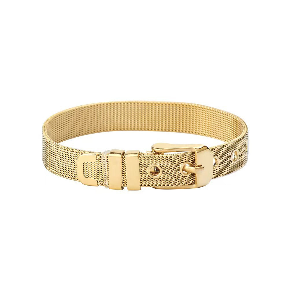 Gold-plated Mesh Bracelet, Fashionable Wrist Accessory For Men And Women