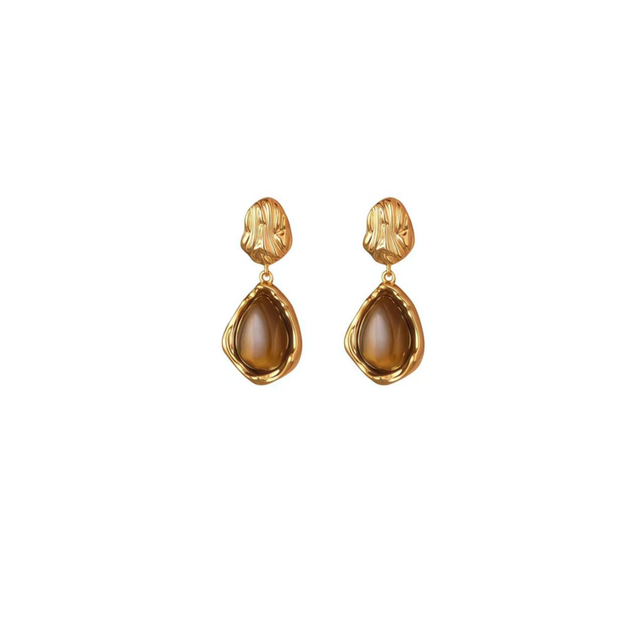 2026 New Vintage Tiger's Eye Dangle Earrings For Women, Luxury Elegant Hong Kong Style Unique Design Fashion Earrings