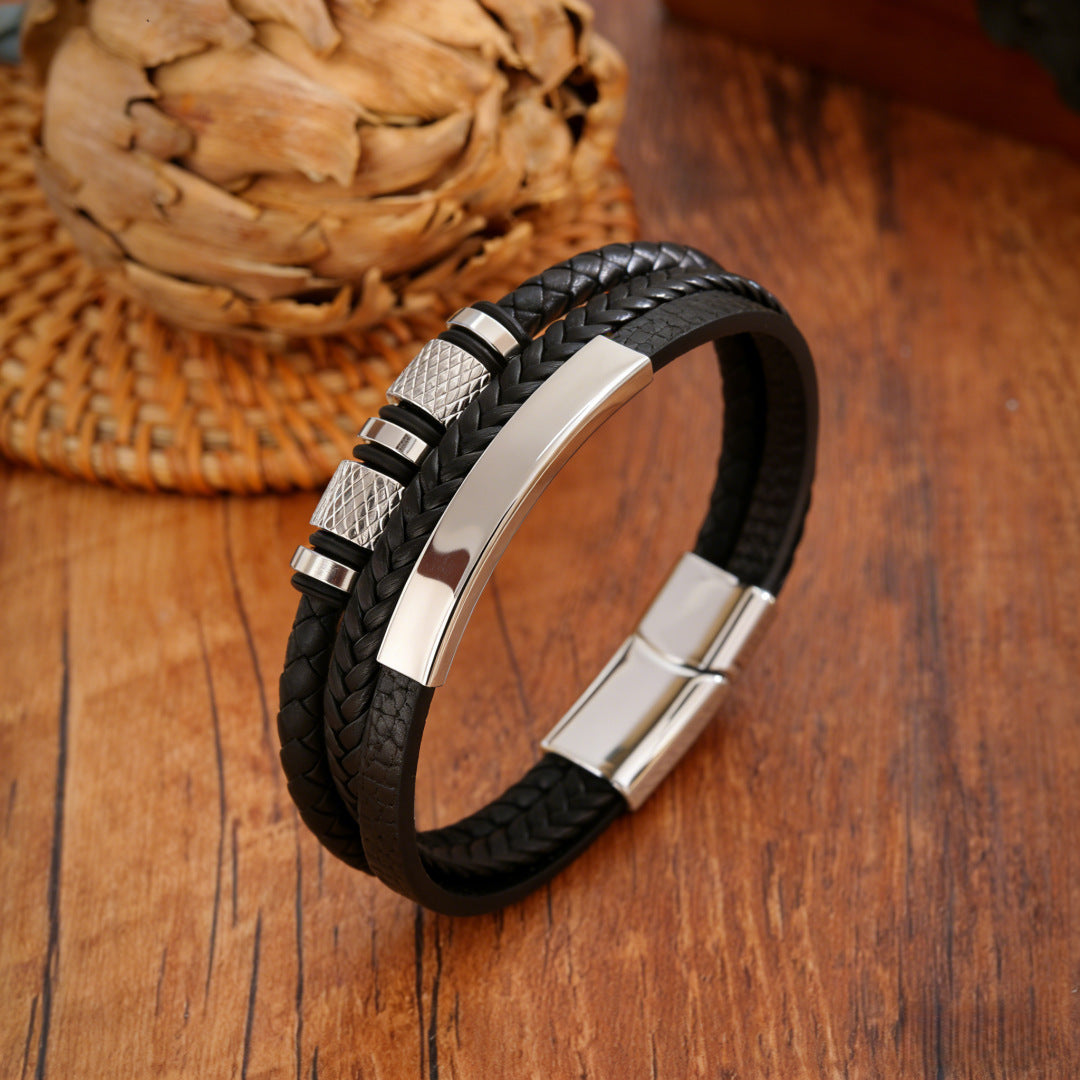Handmade Three-layer Braided Leather Bracelet