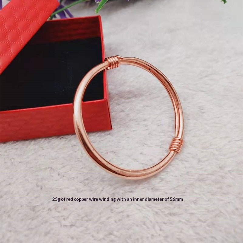 Silk-wrapped  Polished  Ethnic-style Pure Copper Uncoated Bracelet