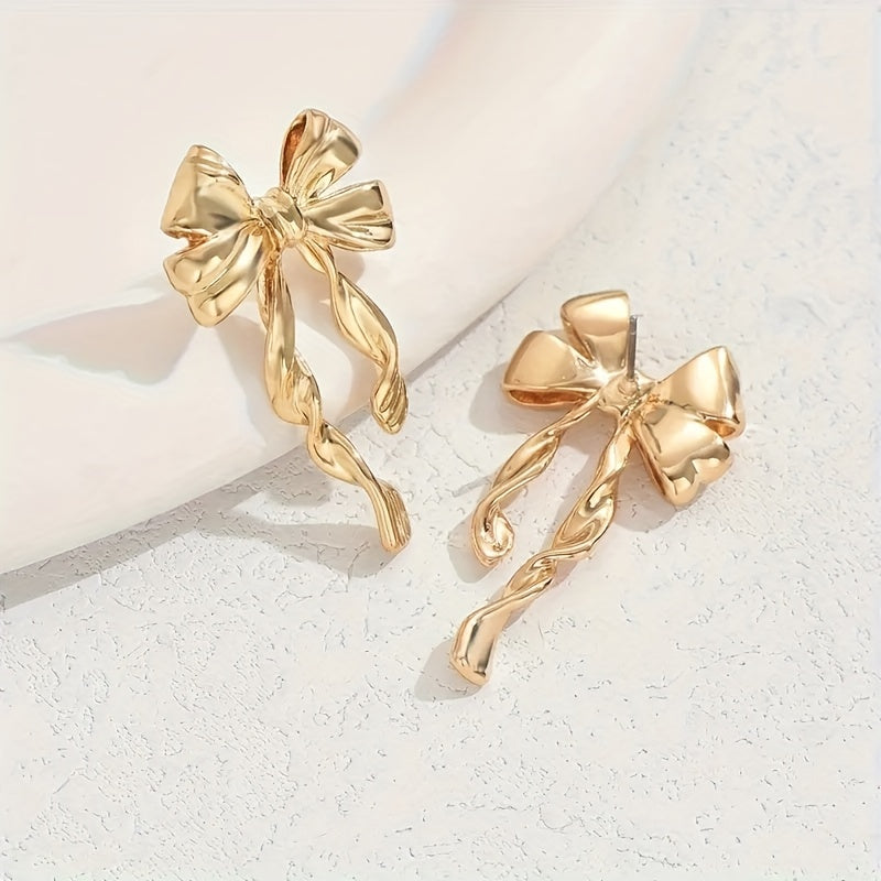 1 Pair Elegant Boho Style Bow Earrings For Women, Perfect For Daily Wear, Gatherings & Vacations, Ideal Thanksgiving Jewelry Gift