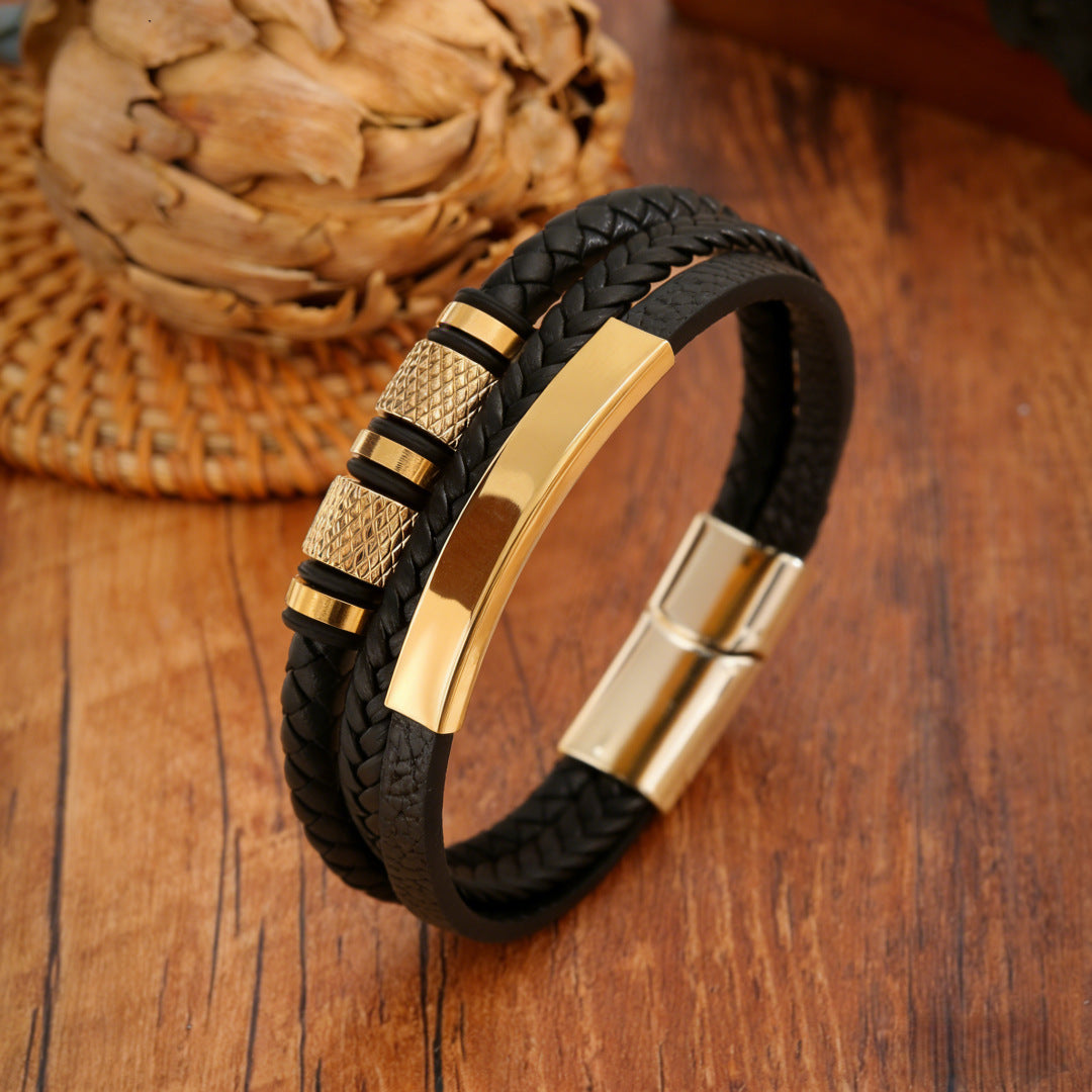 Handmade Three-layer Braided Leather Bracelet