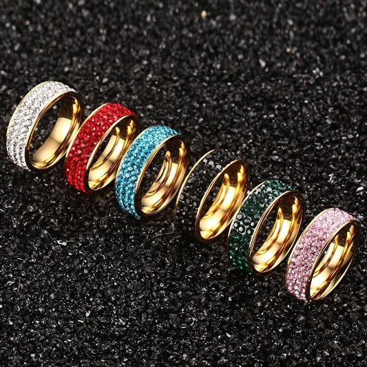 8mm 3-row Terracotta Bead Couple Rings For Women