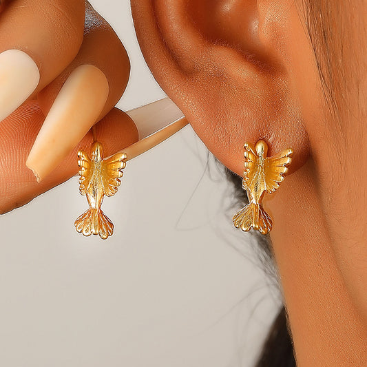 Fashionable Flying Bird Stud Earrings