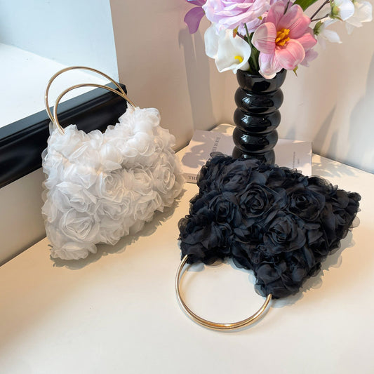 European And American Rose Pearl Dinner Chain Bag