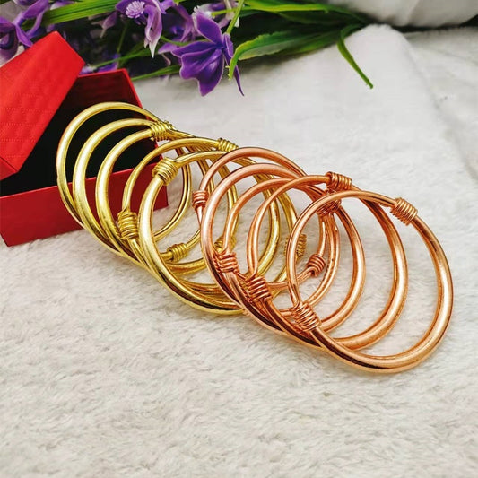 Silk-wrapped  Polished  Ethnic-style Pure Copper Uncoated Bracelet